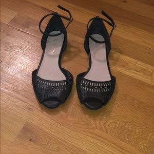 Black peep toe flats